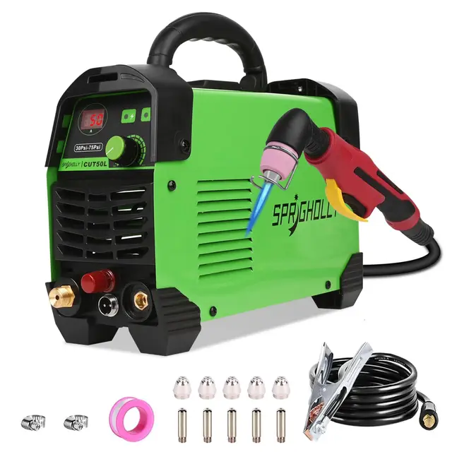 CUT50L Cortadora de plasma IGBT HF arco piloto sin contacto 240V 50A – 16 mm de espesor de corte máximo, 10 mm de corte limpio, para aficionados y uso profesional