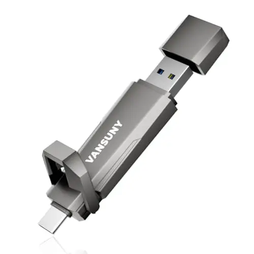Vansuny Pendrive USB C 512GB SSD Externo Velocidad hasta 1000 MB/s Memoria Externa USB 3.2 con Puertos Duales (USB-C + USB-A) para iPhone 15/ Mac/PC/Smartphone/Consola y Más