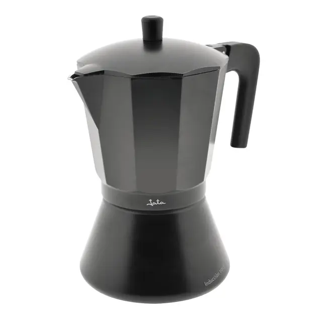 Jata CFI6 - Cafetera Italiana Inducción, Capacidad 6 Tazas, Apta para Todo Tipo de Cocinas, Cuerpo Aluminio, Negro