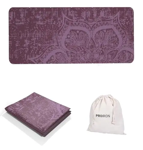 PROIRON Esterilla Yoga Plegable, Colchoneta de Yoga PVC Antideslizante 2MM de Grosor Fácil de Doblar para Fitness Yoga Ejercicio Pilates Deportes, 173x61CM, Rojo vino