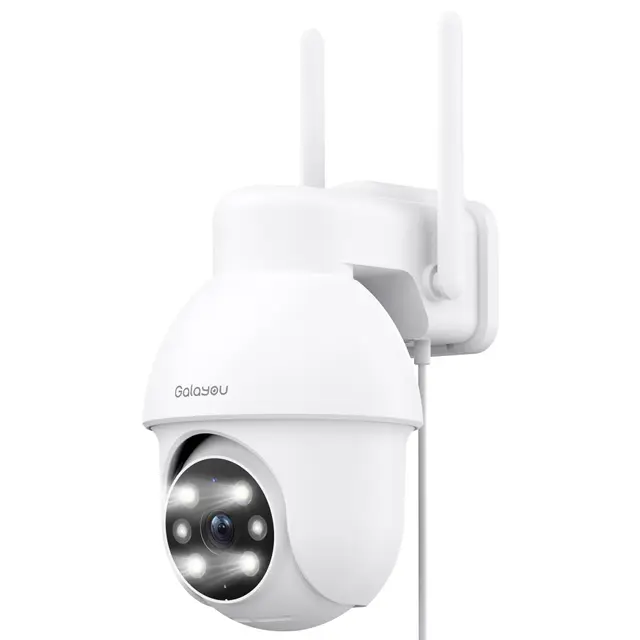 GALAYOU Camara Vigilancia WiFi Exterior - 2K Camaras IP Vigilancia Domicilio WiFi 360° con Visión Nocturna en Color, Alerta de Movimiento, 24/7 Grabación en Tarjeta TF, IP65, Compatible Alexa