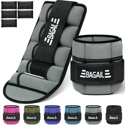 BAGAIL Pesas ajustables para tobillos (pack de 2) con saco de arena extraíble, correas para pesas de muñeca y tobillo, 0,45 kg - 1,6 kg por correa, circunferencia de 15-31 cm, ¡ideal para fitness!