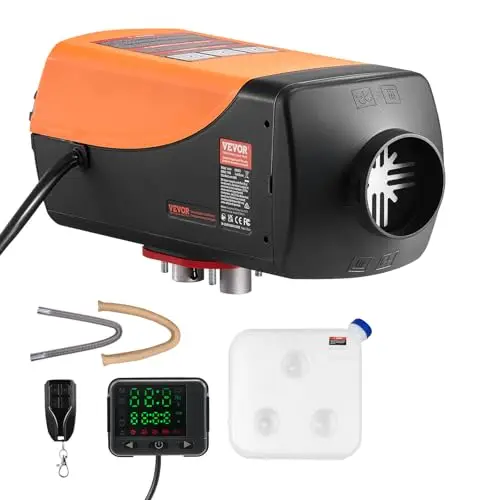 VEVOR Calentador de Aire Diésel CC 12-24 V 8 kW Consumo 0,18-0,37 L/h Calefacción Estacionaria 8-36°C Ajustable con Control Remoto Pantalla LCD a Color Tanque de Combustible 10 L para Camión, Barco