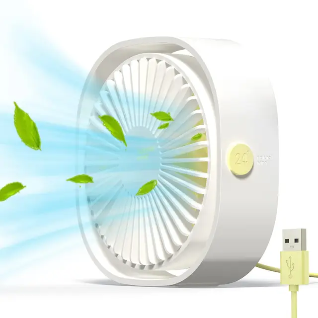 Simpeak Ventilador Mini USB Silencioso de 3 Velocidades Mini Fan, 360 Grados Rotation Fan USB Ventilador Portátil para Biblioteca, Oficina, Camping, Picnic, Excursiones(Blanco)
