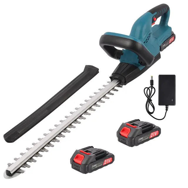 Cortasetos Bateria,Corta Setos Jardin Electrico con 2x2000 mAh Batería,Motor sin Escobillas, Longitud de Cuchilla de 48 cm, Velocidad de 3000 RPM, Apto para Desherbar, Podar Arboles y Arbustos