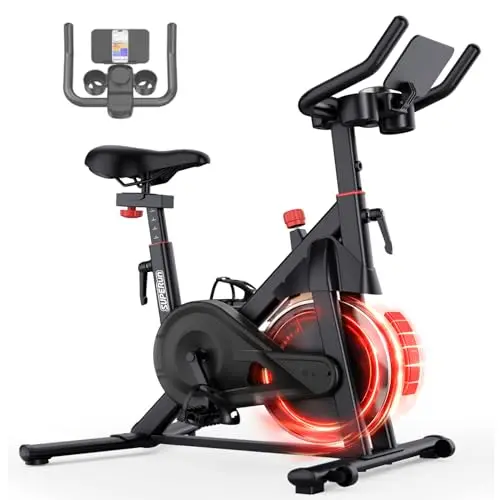 Superun Bicicleta de Interior equipada con APP Exclusiva, 32 Niveles de Resistencia, Bicicleta de Ejercicio, Capacidad Máxima de Carga de 136 kg, uso en Gimnasio en Casa