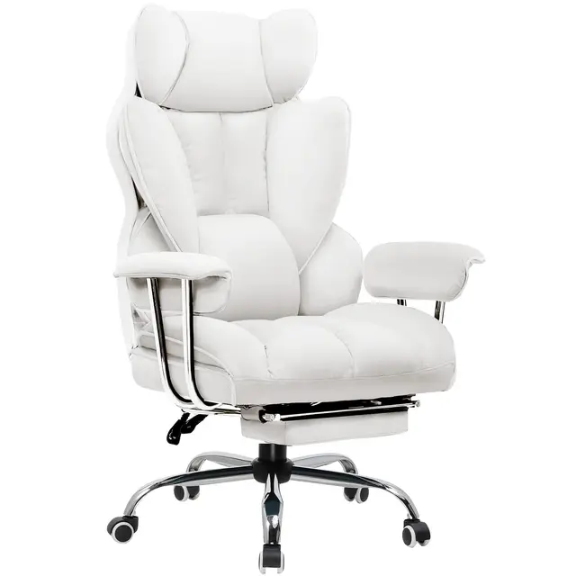 GTPLAYER Silla Gaming, Sillón Gaming, Silla de Oficina Ergonómica, Asiento de Oficina Ajustable, Altura del Asiento Ajustable con Reposapiés Telescópico, Silla Giratoria, Blanco