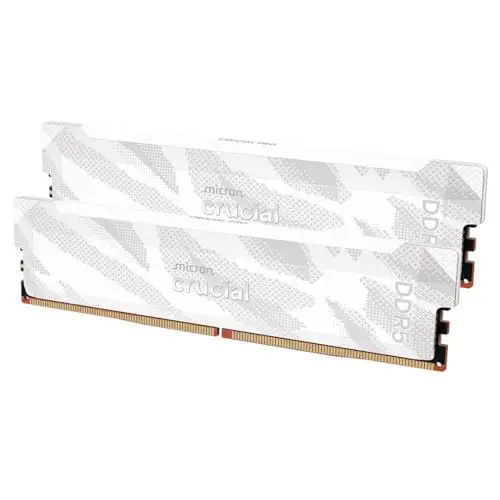 Crucial Pro RAM DDR5 32GB (2x16GB) 6400MHz CL32, Overclocking Gaming, Memoria de Ordenador de Sobremesa, Intel XMP 3.0 / AMD Expo, Blanco - CP2K16G64C32U5W