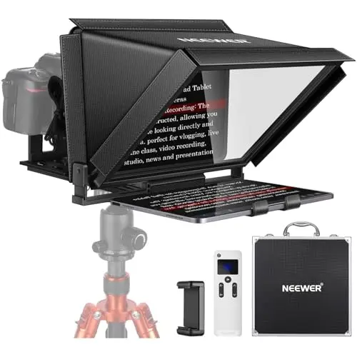 NEEWER X12 Teleprompter de Aleación Aluminio con Control Remoto RT-110 y Aplicación, Compatible con iPad, Tablets iOS/Android, Smartphones, Cámaras DSLR.