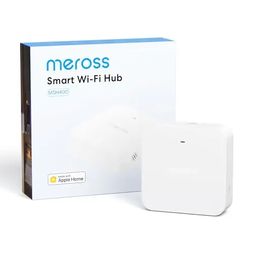 Meross Smart Hub MSH400 con Alarma 110dB, Soporta Temporizador Riego, Detector Humo, Sensores (Puerta/Ventana, Fugas Agua, Temp/Humedad) - Compatibile con Apple HomeKit, Alexa y Google Home