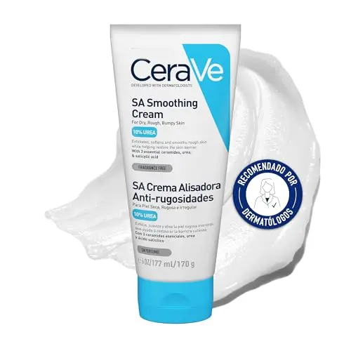 CeraVe SA Crema Alisadora Anti-rugosidades, Para Pieles Secas, Ásperas y Con Imperfecciones, Para Rostro y Cuerpo, Exfolia e Hidrata, Con Ceramidas, Ácido Salicílico y Ácido Hialurónico, 177ml