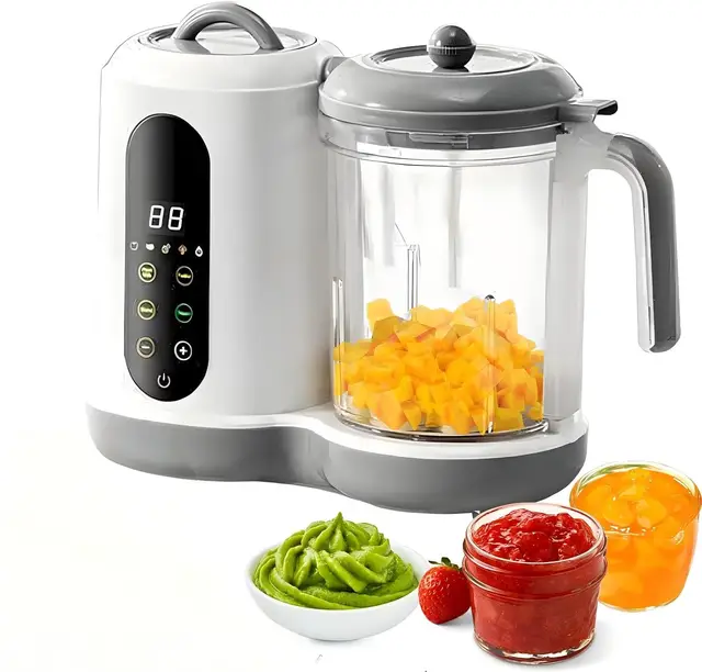 Máquina de alimentos para bebés, con vaporizador y batidora, 400 ml, multifunción, con pantalla táctil y 4 ajustes preestablecidos, cocción automática y picadora