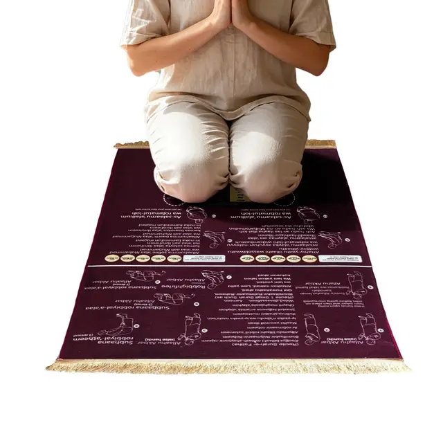 Esterilla De Oración Plegable,48 x 89 cm Alfombra Suave Antideslizante Con Guía Bilingüe - Esterilla De Oración Para Principiantes | Para Niños Adultos Principiantes Hogar Viajes Escuela Vacaciones