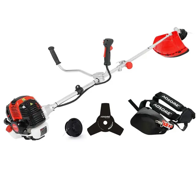 AOSOME 2026 - Desbrozadora térmica, 52 cc, 3 CV – con cabezal para corte borde, 3 T hoja, desbrozadora de gasolina profesional (2026)