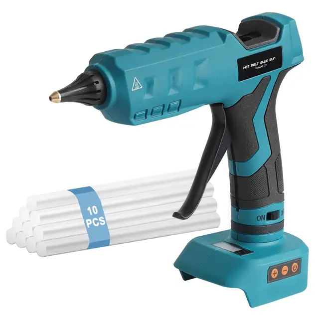 Pistola de pegamento termofusible inalámbrica para batería Makita 18V de 11 mm, tiempo de calentamiento rápido, boquilla de cobre versátil y precisa para proyectos de bricolaje, manualidades y