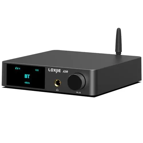 LOXJIE A30 MA12070 Audio estéreo de escritorio DAC y amplificador de auriculares HiFi compatible con APTX NJW1194 Bluetooth 5.0 con control remoto