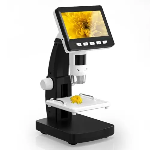 Microscopio CIMELR, microscopio Digital de 4,3 Pulgadas, USB de resolución 50X-1000X con 8 Luces LED Ajustables, Microscopio para Adultos(306-B)