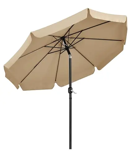 Yaheetech Sombrilla de Jardín Playa 267,5x240 cm con 8 Costillas Función de Inclinación y Manivela