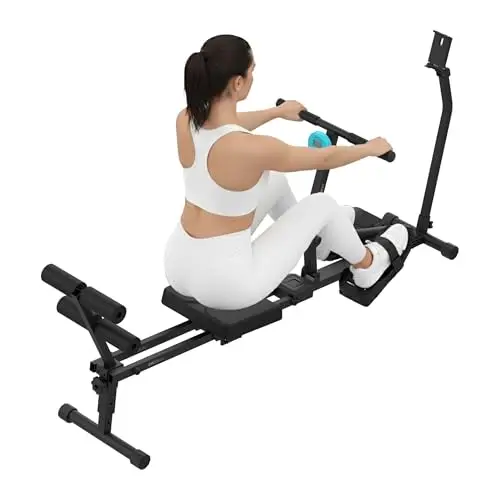 Cecotec Máquina de Remo Hidráulica Drumfit Rower CompactROW. 12 Niveles de Resistencia, Peso hasta 110kg, Fortalece Brazos, Espalda y Mejora la Resistencia Cardiovascular