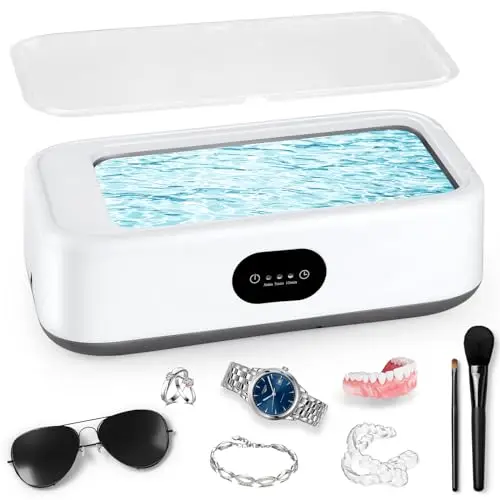 MXTIMWAN Limpiador Ultrasonidos 49000Hz, Limpiador de Gafas 640ML, Dentaduras Ultrasonidos con 3 Modos de Limpieza Temporizador, para Gafas Joyas Relojes Dentaduras Razots