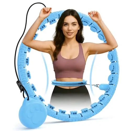 JLoibao Smart Hula Hoop Fitness, con Bola de Peso Dulce, Incluyendo 24 Anillos de Cadena Desmontables, Equipos Deportivos Inteligentes para Mujeres
