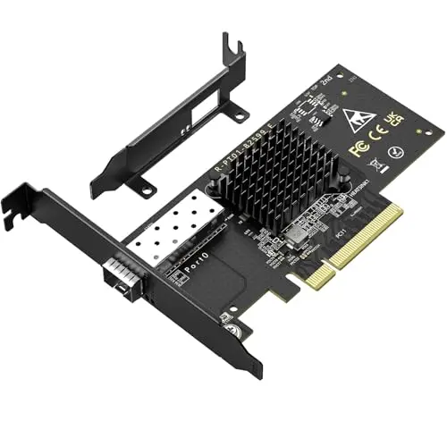 10Gb SFP Tarjeta de Red PCIe con Controlador Intel 82599 (X520-DA1), Adaptador Ethernet 10G Nic con Solo Puerto 10 Gbps SFP, Compatible con Express PCIe X8/X16, Compatible Windows/Linux/VMware