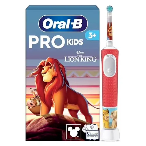 Oral-B Pro Kids Cepillo de Dientes Eléctrico El Rey León para Niños +3 Años - Cepillo Dental Infantil con 1 Cabezal, 2 Modos de Cepillado, Filamentos Extrasuaves para Encías Sensibles