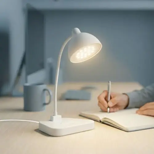 Flexo LED de Escritorio Antifatiga Ocular, Nivel de Brillo Regulable, Cuello de Cisne Flexible, Proteccion de los Ojos.