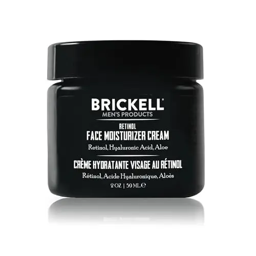 Brickell Men's Crema Hidratante Facial con Retinol para Hombres, Natural y Orgánica, Crema de Noche Facial Antiarrugas con Retinol y Acido Hialurónico, Sin Fragancia, 59 ml