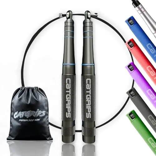 Comba Crossfit de Aluminio Premium – Comba de Saltar Rápida para WOD, Boxeo y Fitness – Comba Boxeo Ultra Ligera - Cuerda Saltar Crossfit con Accesorios y Bolsa de Transporte – CATGRIPS