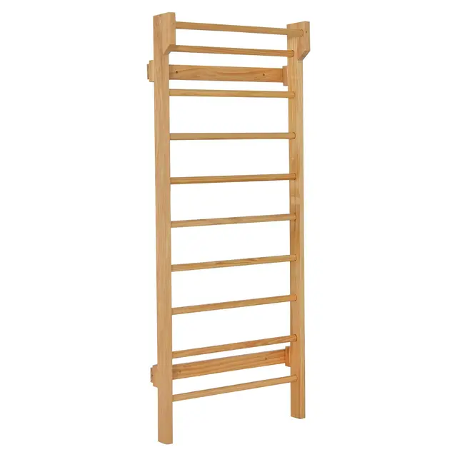 GOPLUS Espaldera Gimnasio de Madera de Pino, Pared de Escalada para Habitaciones Infantiles, Escalera Sueca Barras de Pared para Adultos y Niños, 195 x 80 x 14 cm, Carga 100 kg
