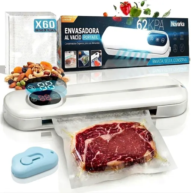 Envasadora al Vacio PORTATIL con 60 Bolsas de REGALO | Selladora al Vacío para tu Cocina | Conserva tus Alimentos | Incluye Abridor de Bolsas.