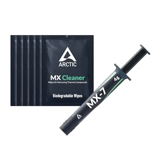 ARCTIC MX-7 (4 g, con MX-Cleaner) – Pasta térmica de alto rendimiento para CPUs, consolas, procesadores, tarjetas gráficas y portátiles. Alta conductividad, larga duración, no conductiva ni capacitiva