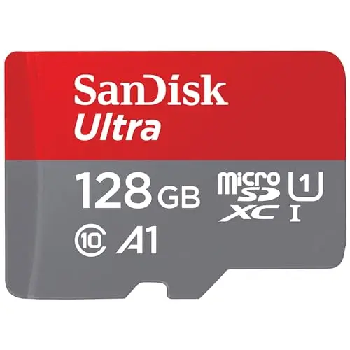 SanDisk 128GB Ultra, Tarjeta de memoria microSDXC, hasta 140 MB/s + adaptador SD, con Clase A1 de rendimiento de las aplicaciones, UHS-I Class 10 U1