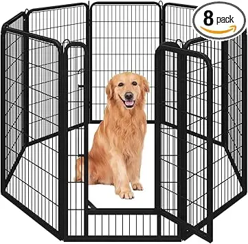 Yaheetech Parque para Perros Grande 8 Paneles 71 x 120 cm Vallas Plegable para Perros Interior Exterior Jardín Metálica