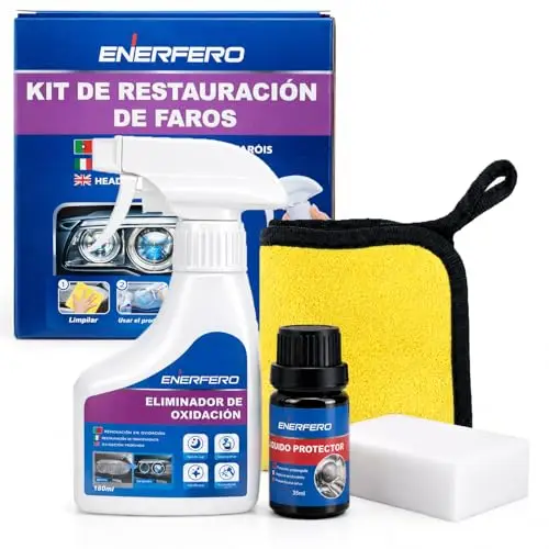 Pulir faros coche 【Nuevo modelo 2026】, Kit de polímero líquido para faros, Kit completo para restauración de faros de coche opacos y amarillentos Limpieza + Sellado de plástico Paño Esponja