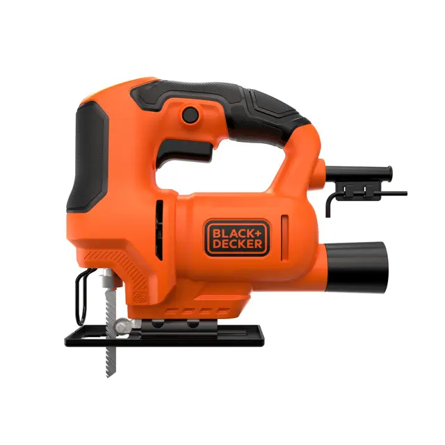 BLACK+DECKER Sierra de calar con cable 400W, 3000 cpm, carrera de 18 mm, corte en bisel ±45°, cambio de hoja sin herramientas – Incluye hoja para madera, BES602-QS