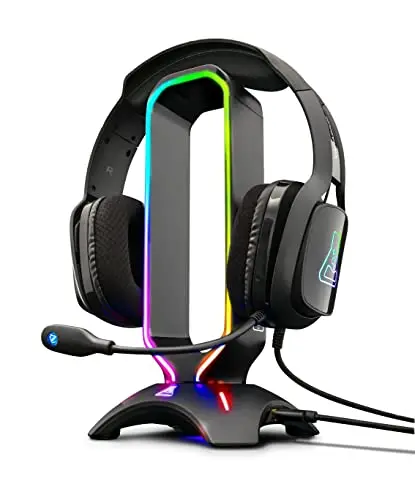 The G-Lab K-Stand Radon Soporte Gaming para Cascos – Retroiluminación RGB, USB HUB 2 x 2.0, Base Anti-Deslizante – Stand Universal para PC PS5 Xbox One Nintendo Switch Soporte Cascos - Nuevo