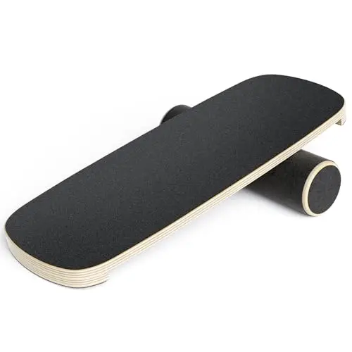Balance Board de Madera con rodillo,Entrenador de tabla de equilibrio 72.5x28cm (28.5''x11''), tabla de equilibrio de surf, entrenador de surf– Adultos y Niños