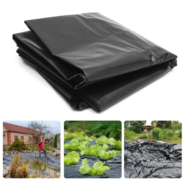 PALUDO 2 x 10M Plástico Invernadero Negro, Extra Gruesa Láminas de Polietileno de Efecto Invernadero de Plastico Cubretodo, Cubierta de Película Invernadero Plantas Jardín (125Mu / 500G)