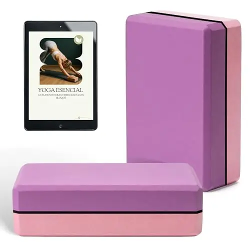 Bloque Yoga 2 Unidades Espuma EVA + Ebook Ejercicios Yoga con Ladrillo | Ladrillo Yoga Ideal Para Pilates, Yoga, Fitness y Gimnasio