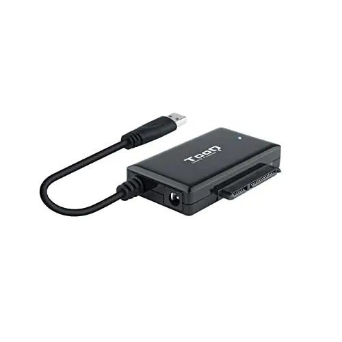 TOOQ TQHDA-01A - Adaptador USB 3.0 USB-A a SATA para Discos Duros de 2.5” y 3.5”, con Alimentador, Color Negro
