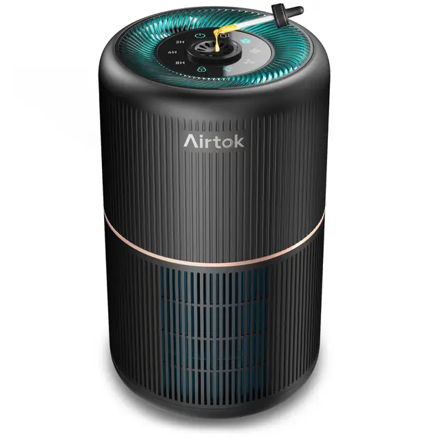 AIRTOK Purificador de Aire, Purificador de Aire Con Esponja de Fragancia, Filtro HEPA Para Alergias, Humo, Caspa De Mascotas y Olores, con Luz nocturna, temporizador, bloqueo para niños, 25dB