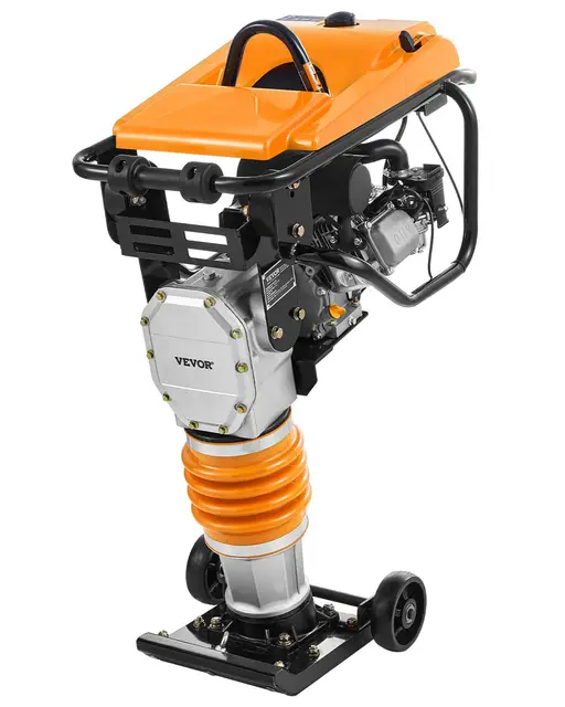 VEVOR Compactador de Gato de Salto Apisonador Vibratorio 6,5 HP con Motor de 196cc a Aombustible Fuerza de Impacto de 1632 kg para Suelo, Grava, Cimientos, Losas de Hormigón, 740 x 465 x 1080 mm