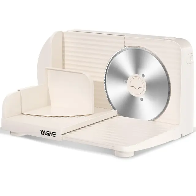 YASHE Cortadora De Fiambre Plegable, Cortafiambres Eléctrico 180W Con Hoja Dentada De 17 Cm, Grosor Ajustable 0–15 Mm, Fácil De Limpiar Y Diseño Seguro Para Carne, Queso, Pan, Verduras