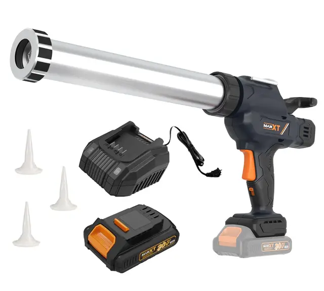 MAXXT Pistola de calafateo inalámbrica - Batería de 2.0AH incluida, pistola de calafateo para paquetes de salchicha de 300-600ml, diseño antigoteo