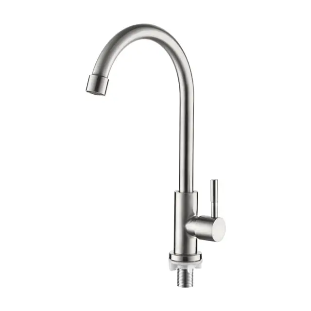 Ibergrif Grifo de Cocina Solo Frío, Monomando con Caño Giratorio 360°, Acero Inoxidable 304, Grifo de Agua Fría para Fregadero, Jardín y Exterior, Anti-Salpicaduras, M18703