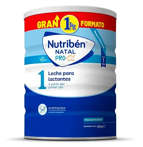 Nutribén Natal Pro Alfa 1 - Leche en Polvo Bebé 1 GRAN FORMATO | Leche de Fórmula para Bebé desde el Primer Día | sin Aceite de Palma | con DHA | 1 Bote de 1KG