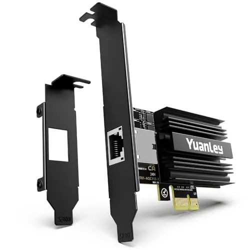 Tarjeta de Red PCIe 10G, YuanLey Tarjeta Ethernet 10G Base-T con Controlador Marvell AQC113, Adaptador PCIe a 10Gb RJ45 Ethernet Nic, Compatible con PCI Express X1, X4, X8, X16