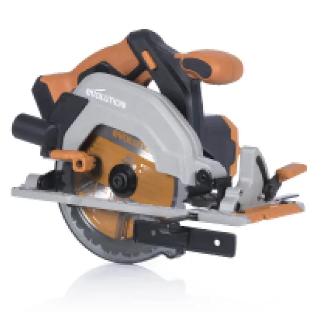 EVOLUTION POWER TOOLS Sierra circular inalámbrica R165CCS-Li de con corte multimaterial - Incluye hoja TCT de 165 mm, Black/Orange
